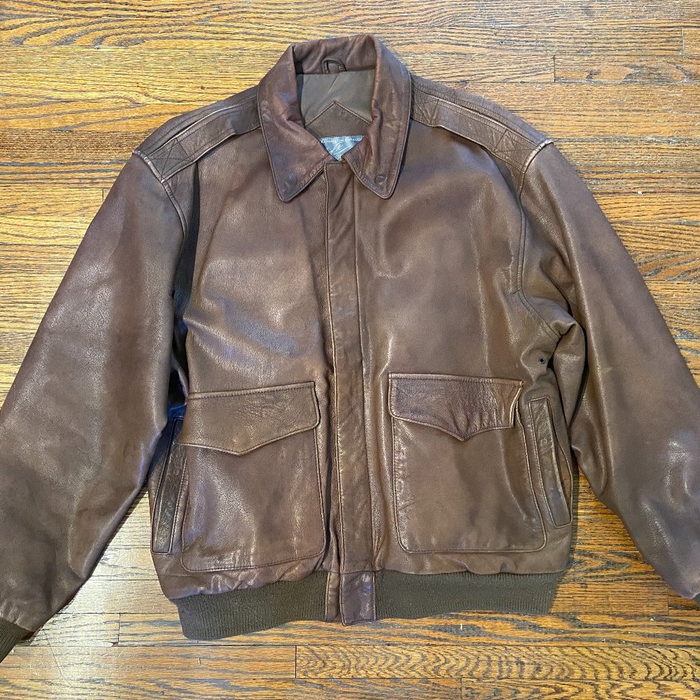 Brown Leather Bomber Vintage Jacket